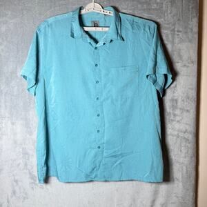 Mens B Line Sport Hawaiian Shirt 3XL Aqua Palm Print Button Front Resort